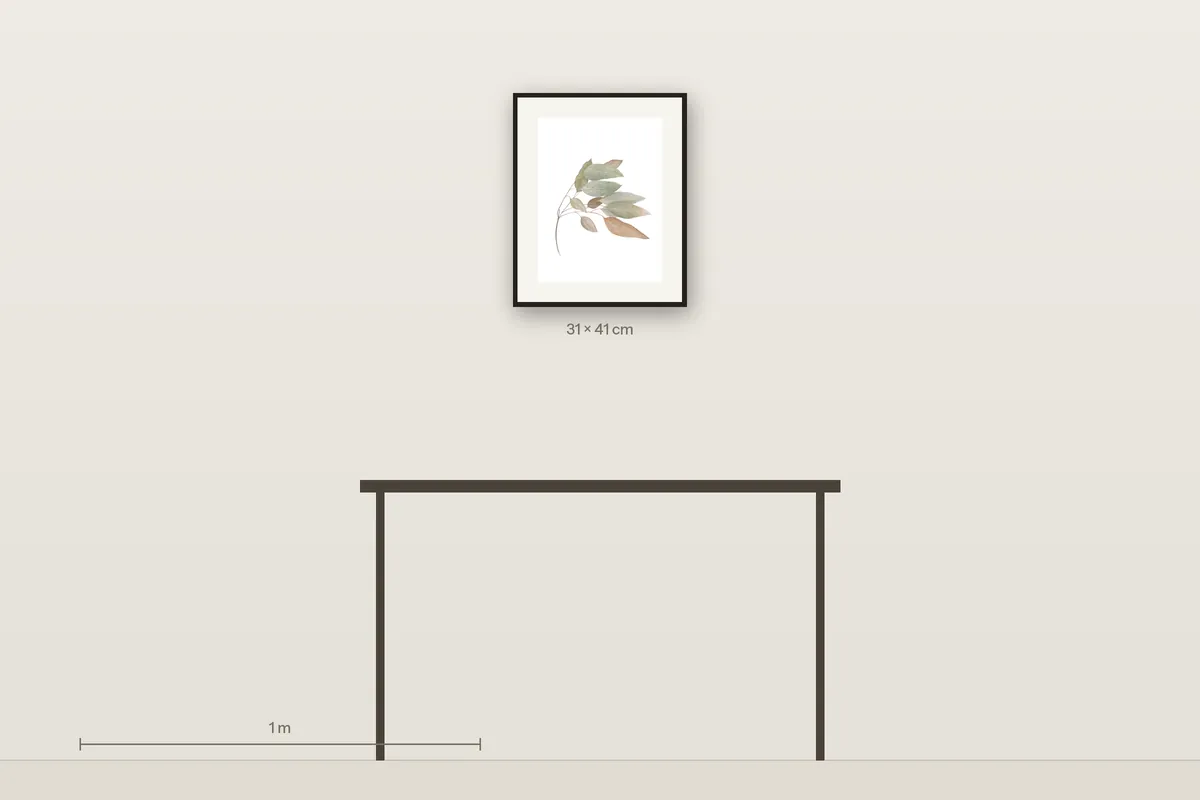 Whispering of Autumn shown to scale above a 120 cm console